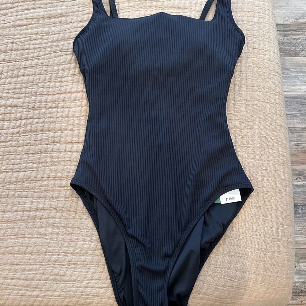 Bleu Rod Beattie Black Ribbed One Piece Swimsuit